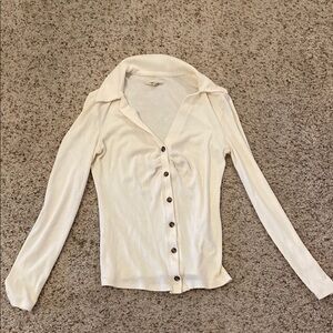 Madewell Cream Ribbed Top